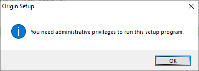 You need administrative privileges to run this setup program.